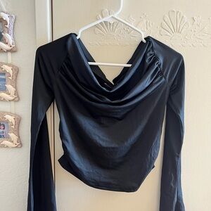 Edikted Black Draped Long Sleeve Top